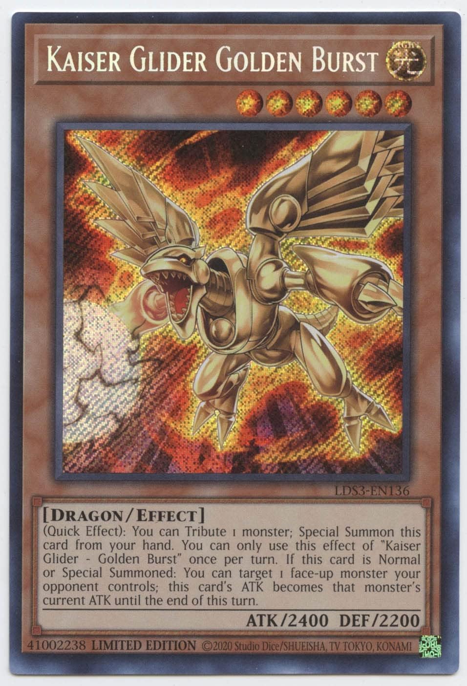 Yu-Gi-Oh! Kaiser Glider Golden Burst - LDS3-EN136 - Secret Rare - 1st Edition