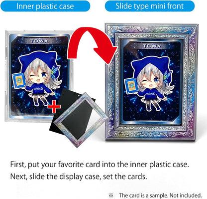 amazdone with:D Magnetic Card Display Case 35PT, UV Protection Acrylic Trading Card Holder with Inner Case, Premium Japanese Design for TCG & Sports Cards (Antique Rainbow)