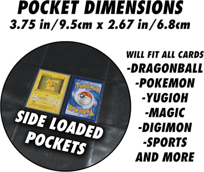 1280+ Cards 20 Pocket Card Binder Collector Card Album - Pages Compatible with Pokemon Cards, Sports Cards, Yugioh, MTG and Other TCG - Trading Card Sleeve with Side Loading Pockets (White/Red)