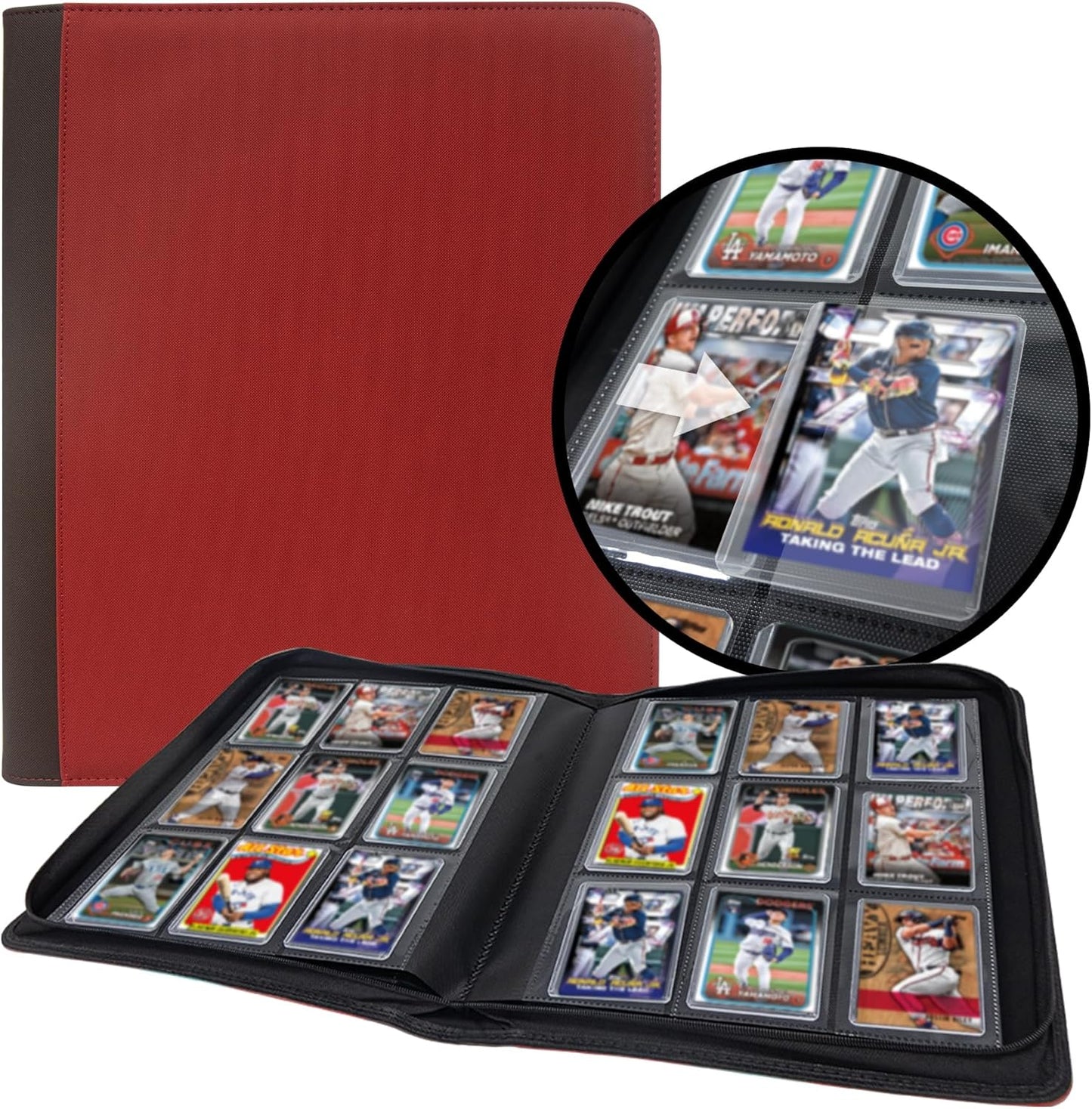 Toploader Binder for Dragon Ball Cards,Holds 288 Toploaders,9-Pocket Ringless Double-Sided Pockets for Dragon Ball Cards,Waterproof Top Loader Card Storage for Anime Cards