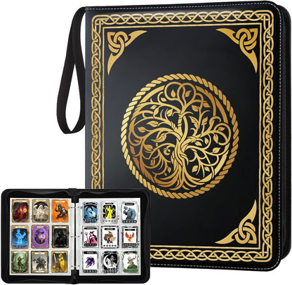 9 Pocket Trading Card Binder 1008 Cards Collection Albums with 56 Removable Sleeves Card Book Holder Premium Leather Collection Storage Binders Compatible with TCG MTG Sport Cards(Dragon)