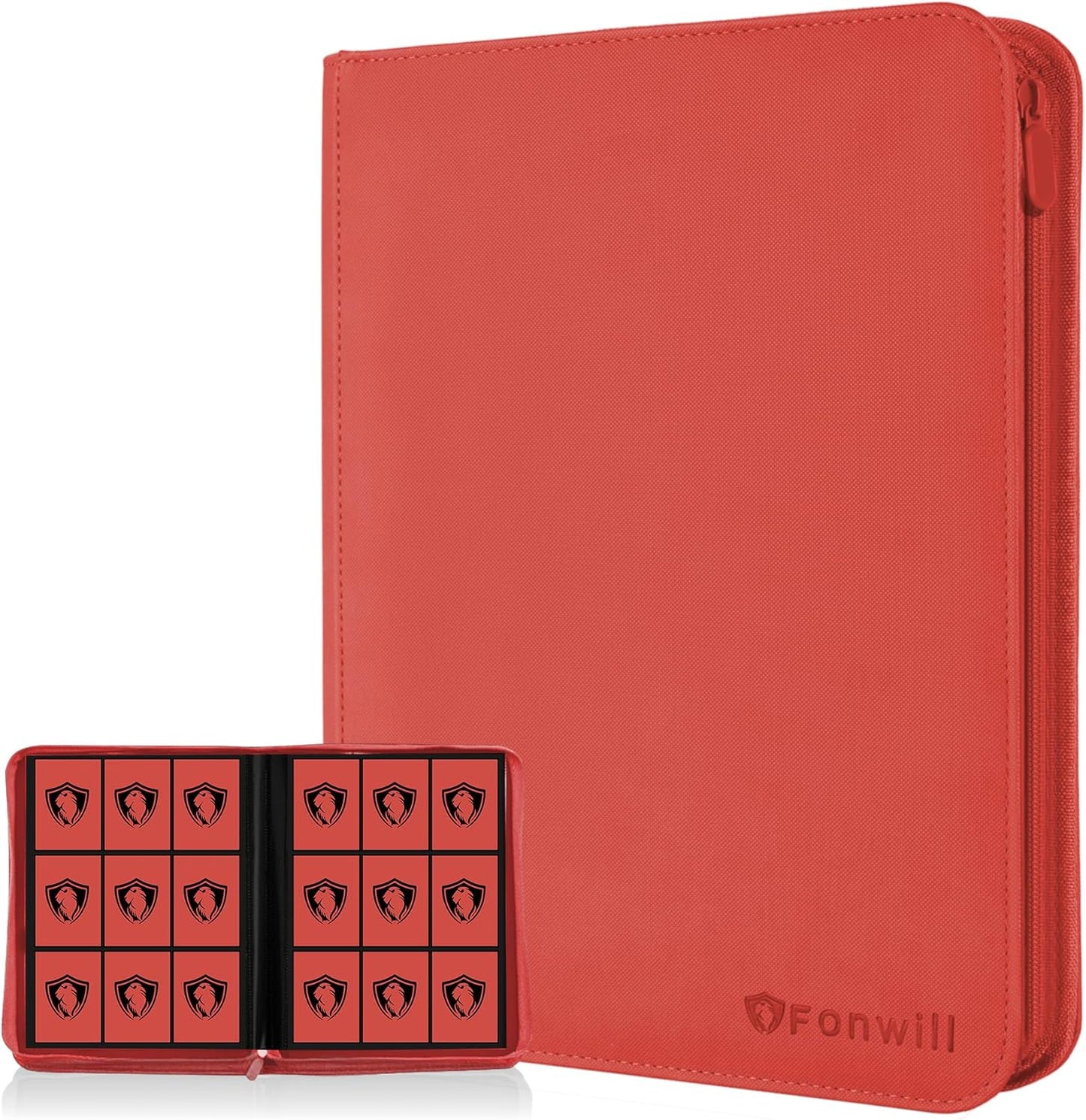 Trading Card Binder 9 Pocket, 360 Pockets Trading Card Holder Book, Premium PU Cover Zip Folder Binder, Side Loading Carrying Case Binder Album for TCG, MTG,Sports Cards, Game Cards (Orange-1)