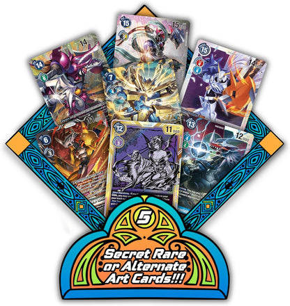 Digimon Ultra Rare Starter Bundle | 100 Authentic Cards | 99x C/UC | 15x Random Foils | 5 SR/ALT | TCG Elements Deck Box