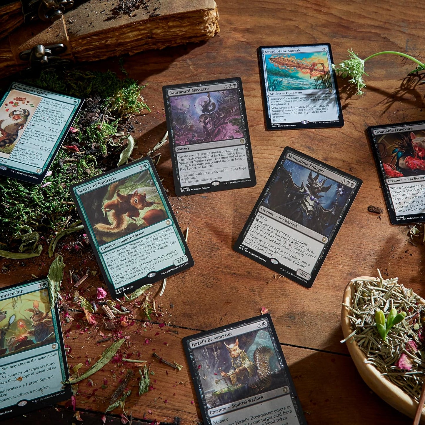 Magic: The Gathering Bloomburrow Commander Deck - Squirreled Away (100-Card Deck, 2-Card Collector Booster Sample Pack + Accessories)