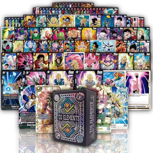 Dragon Ball Super Fusion World 100 Card Bundle, 100 Authentic Cards, 10 Foils, 2 SR/ALT, TCG Elements Deck Box